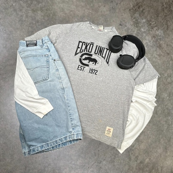 Ecko Unltd. Other - Vintage Ecko Unltd Rhino T-Shirt Mens‎ 2XL Grey Y2K Skate Hip Hop Thrashed Boxy